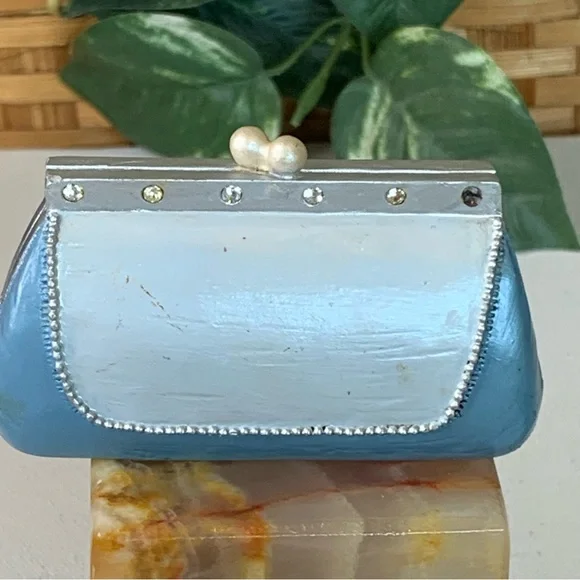 AVON Collectibles All Dressed Up Blue Pearl Purse Clutch Bag Fashion Figurine - Picture 6 of 14